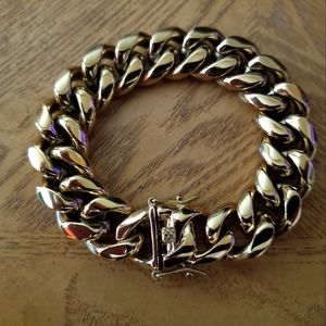 14k gold plated over silver Cuban 18mm Bracelet